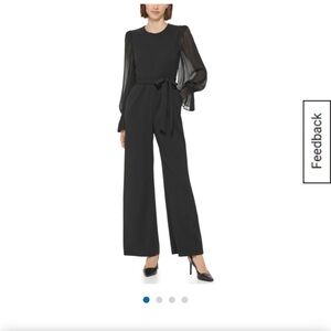 Elegant Black Jumpsuit with Sheer Sleeves